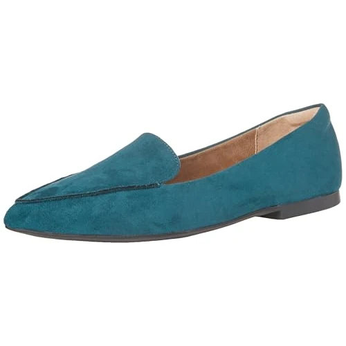 Amazon Essentials Loafer voor dames, plat, donker turkoois microsuede, 38.5 EU Breed
