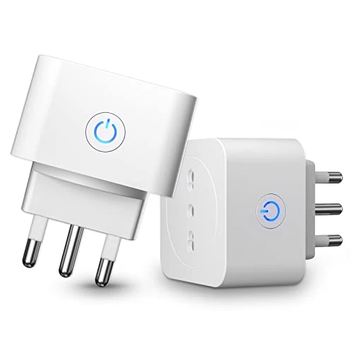 Prise Wifi italienne 16 A 3680 W, surveillance énergétique intelligente prise intelligente, protection surcharge, minuterie et réglage du programme, compatible avec Alexa & Google Home, 2 pièces