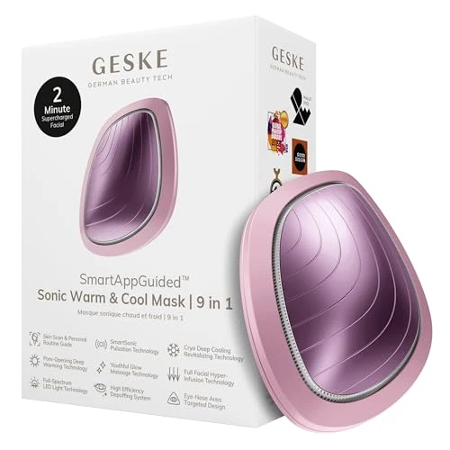 GESKE | SmartAppGuided™ Sonic Warm & Cool Mask | 9 in 1 | Beauty LED-gezichtsmasker | Volledig LED-spectrum en roodlichttherapie | Warmte | Koeling | Verhoogde inname van gezichtsverzorging