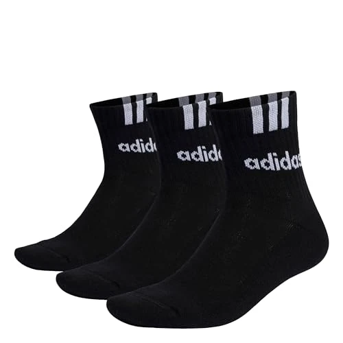 adidas Unisex - Adulto 3-Stripes Linear Half-Crew Cushioned Socks 3 Pairs, black/white, 42-45