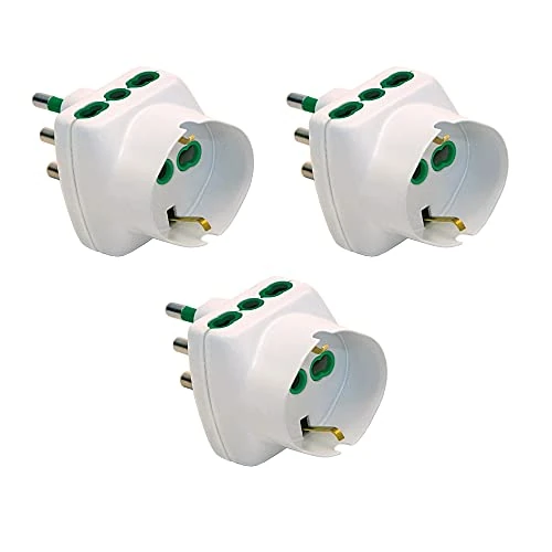 FANTON Juego de adaptadores 82240-B3-3 piezas con 3 enchufes Schuko, 16 A en 2 enchufes italianos grandes 16A1, enchufe italiano/alemán, 16 A, sistema vertical