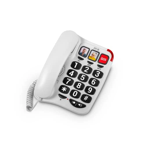 Limited offer: SPC Comfort Numbers 2 - Elderly Landline Telephone with Large Buttons, 3 Direct Memories with Photos, Very Loud Volume, Compatible with Hearing Aids, Light Signal, Tabletop or Wall Mount from 29.90 EUR to 24.27 EUR (save 19%)
