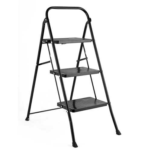 Offerta a tempo: Kleeneze KL068514BLKFEU7 Scaletta a 3 gradini, scaletta pieghevole leggera per fai da te — 55% da 37,12 € a 16,69 €