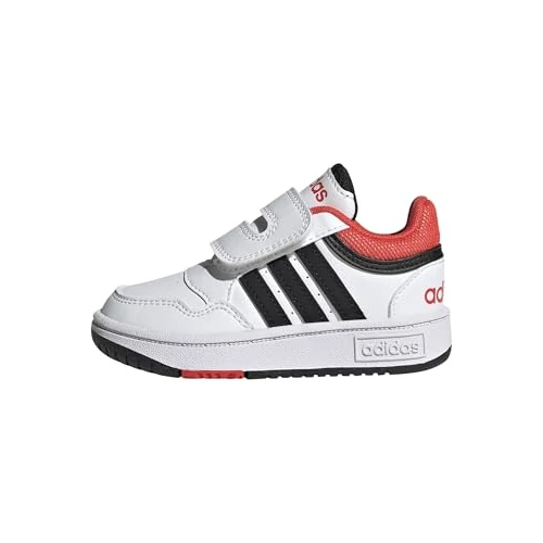 Adidas Unisex - Bimbi 0-24 Hoops Shoes, Cloud White/Core Black/Bright Red, 23 EU