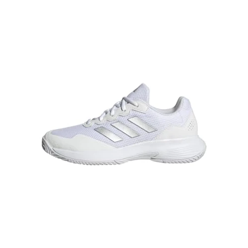 Adidas Mujer Gamecourt 2.0 Tennis Shoes, Silver Metallic/Cloud White, 40 2/3 EU