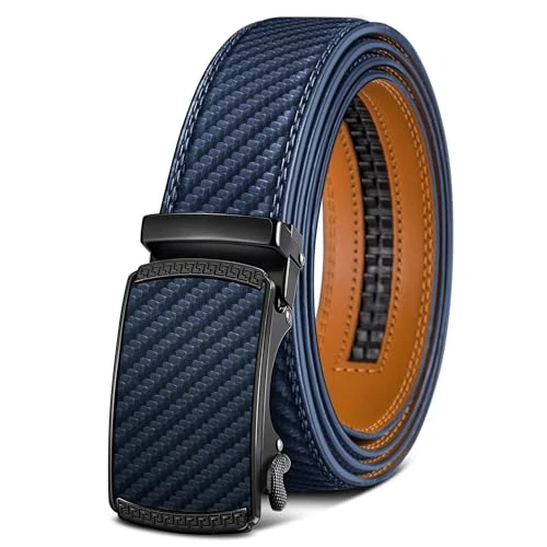 Offerta a tempo: BULLIANT Cintura Uomo, Cintura Pelle Uomo Cricchetto Automatica Fibbia 35mm,Trim Regolabile per Adattars,Blu Navy2944,120cm/34-40vita regolabile - 46% da 27.99 € a 14.99 €