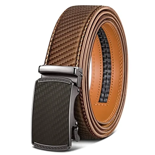 BULLIANT Men's Belt, Leather Ratchet Belt for Men Dress 1 3/8",Trim to Fit(Tawny-42-48" Waist Adjustable)