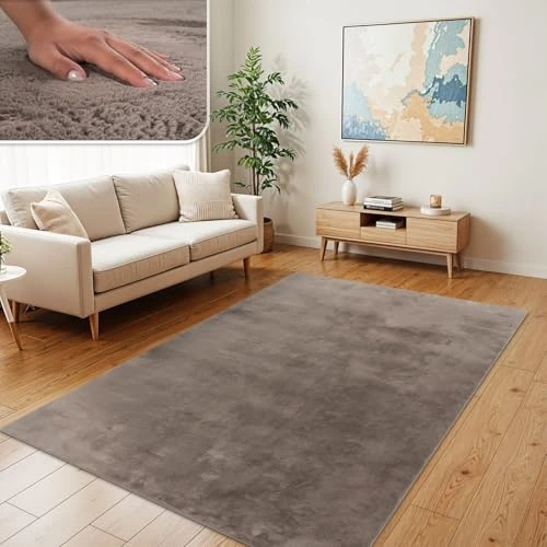 Offre limitee: TT Home Shaggy Tapis Haut Poil Peluche Unis Modern, Couleur:Beige Taupe, Dimension:160x220 cm de 45.99 EUR a 37.14 EUR (economie 19%)