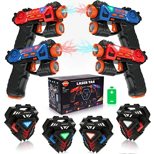 Offre limitée : VATOS Jeu de Pistolets Laser, Mini Laser Tag Infrarouge pour Enfants avec Badges (4 Packs), Jeu Laser 4 Joueurs intérieur extérieur,Activité de Groupe Jouet pour 4+ Ans garçons et Filles de 59.27 € à 59.27 € (0.00% de remise)