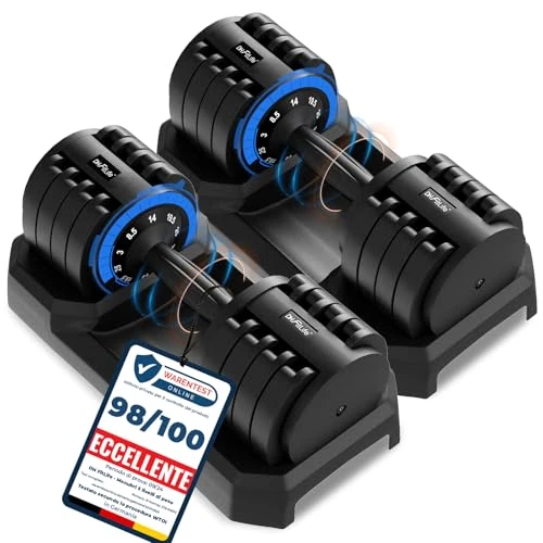 DH FitLife verstelbare halters 3 tot 25 KG voor krachttraining, korte halterset met ruimtebesparende halterschijven voor thuistraining, 5 in 1