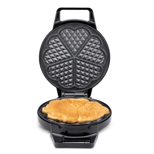alpina Waffle Maker - Heart-Shaped - Non-Stick Coating - 5 Waffles - 1000 W - Black