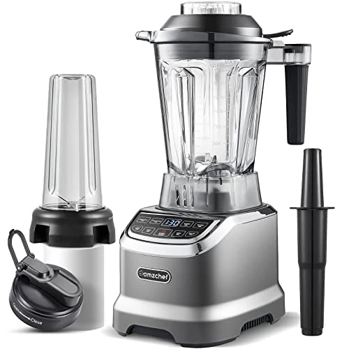 Offerta a tempo: AMZCHEF 2-IN-1 Frullatore Professionale 2000W con Contenitore da 1850 ml e 600 ml per Due Modalità di Frullatura - 2000W Frullatore Tritatutto Multifunzione con Tamper e 6 Lame - Grigio Opaco - 32% da 123.49 € a 83.80 €