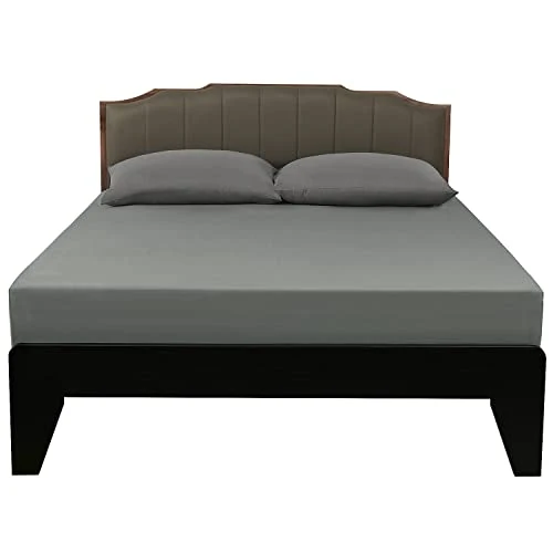 Lirex Double Fitted Sheet 140 x 200 cm, Double Bed Sheets 100% Cotton 300 Thread with Corners, Oeko-Tex Certified, Dark Grey