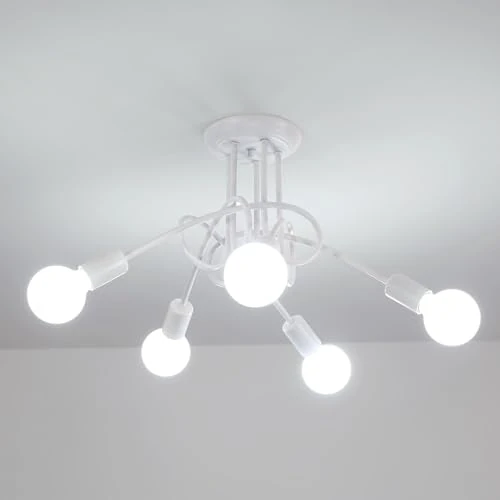 Oferta limitada: Riserva Lámpara de Techo Industrial E27, 5 Luces, Blanco de 36.99 € a 36.99 € (ahorro 0.00%)