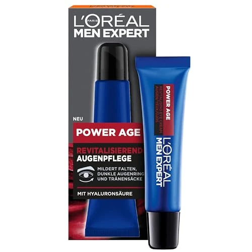 Offerta a tempo: L'Oréal Men Expert Crema per gli occhi contro le rughe per gli uomini, anti-invecchiamento per la pelle stanca e opaca, idratante da uomo con acido ialuronico, Power Age, 1 x 15 ml - 21% da 14.31 € a 11.27 €