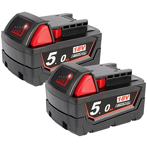 Offerta a tempo: Powarobor M18B5 18V 5.0Ah Batteria di ricambio agli ioni di litio Compatibile con Milwaukee M18 18Volt Batteria 48-11-1860 pack of 2 - 21% da 63.98 € a 50.85 €