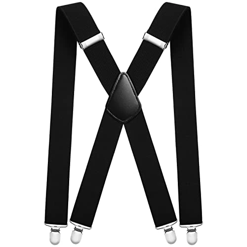 Limited-time offer: AOMIG Mens Braces, X Shape Mens Suspenders with 4 Strong Metal Clips, 3.5cm Wide Heavy Duty Suspenders, Adjustable Elastic Suspenders Trousers Braces for Graduation Business Party Gifts（Black） from $7.99 to $7.99 (save 0.00%)