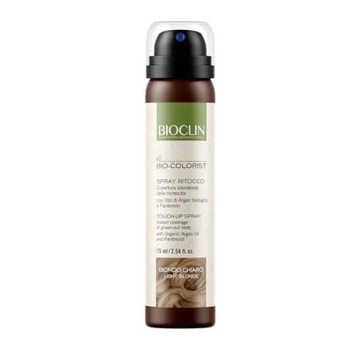Offerta a tempo: BIOCLIN Bio-Colorist Spray Ritocco Biondo Chiaro – 75 ml – Copertura Istantanea della Ricrescita Con Olio di Argan e Pantenolo – Risultato Naturale, Non Macchia e si Rimuove con lo shampoo - 45% da 9.90 € a 5.48 €