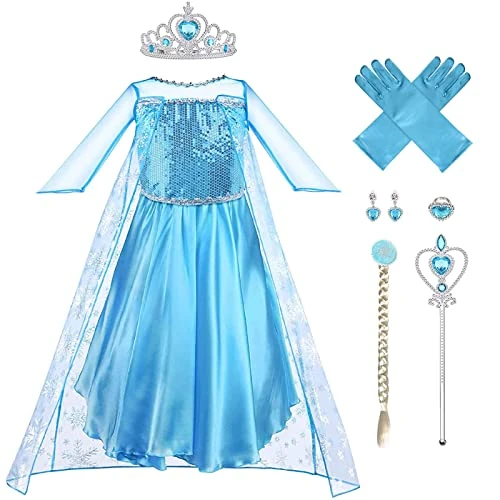 Limited offer: Vicloon Princess Belle Costume Dress, Little Girl Princess Dresses Fancy Party Dress with Crown Wand Gloves Necklace Ring and Earrings for Cosplay from 14.99 EUR to 14.99 EUR (save 0%)
