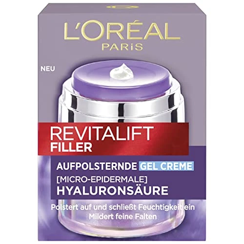 L'Oréal Paris Revitalift Filler Gelcrème voor vrouwen: vult rimpels intensief op met hyaluronzuur, niacinamide, glycerine en ceramide, 1 x 50 ml