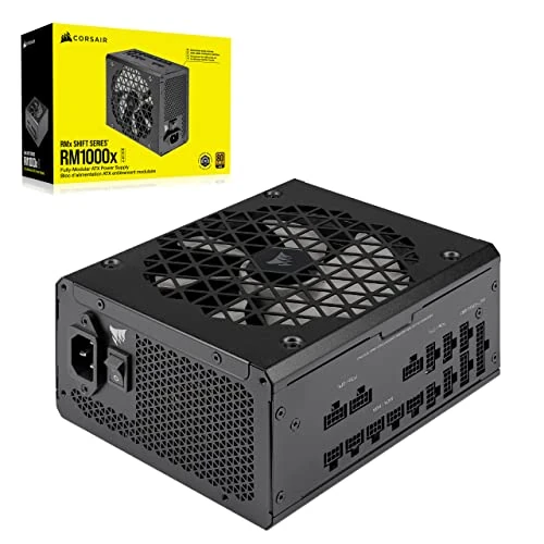 Corsair RM1000x SHIFT Alimentation ATX Entièrement Modulaire - Interface Latérale Modulaire - Compliant ATX 3.1 & PCIe 5.1 - Condensateurs Évalués à 105°C - Efficacité 80 PLUS Gold - Noir