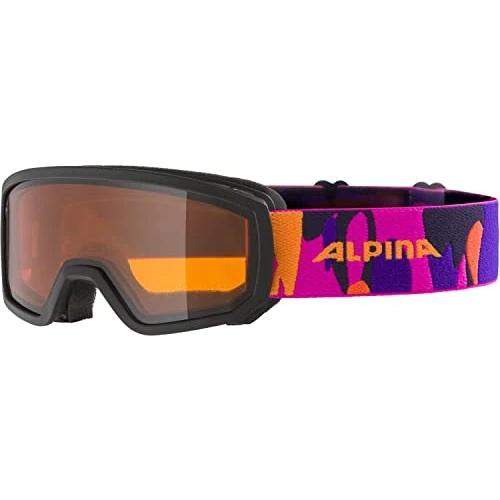 ALPINA PINEY - Beschlagfreie, Extrem Robuste & Bruchsichere Skibrille Mit 100% UV-Schutz Für Kinder, black-pink matt, One Size