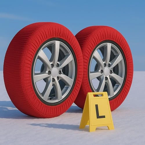 CARALL Snow Chains for Car, Red Color, Size L, Textile Snow Chains (Red, L)