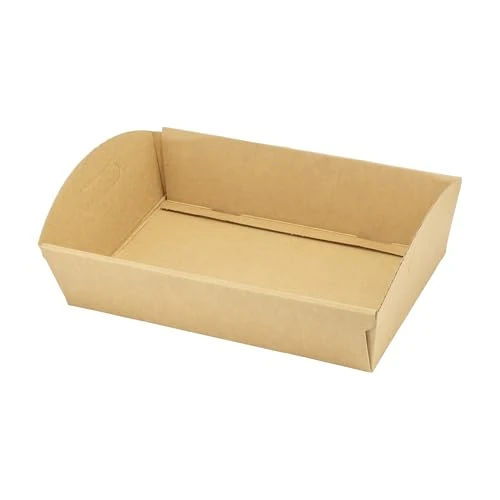 IMBALLAGGI 2000 -10 cestas de cartón con asas 33,5x24,5x12cm en cartón mono onda lisa color Habana, cesta rectangular para paquetes de regalo, cestas gastronómicas
