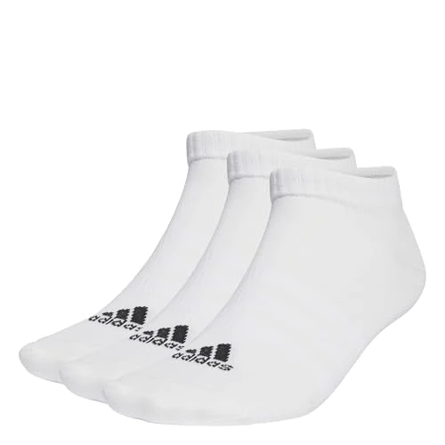 adidas Unisex Thin and Light Sportswear Low-Cut Socks 3 Pairs, White / Black, 10.5-12.5