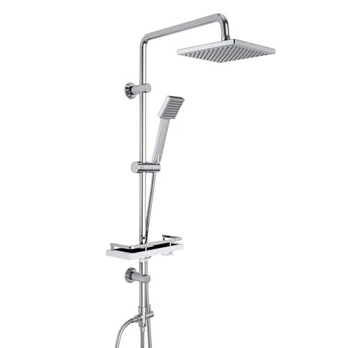 Oferta limitowana: Görbach Deszczownica zestaw prysznicowy bez armatury, system prysznicowy ze stali nierdzewnej z półką, zestaw drążków prysznicowych z głowicą prysznicową 20 x 20 cm z 375.03 zł na 375.03 zł (oszczędź 0.00%)