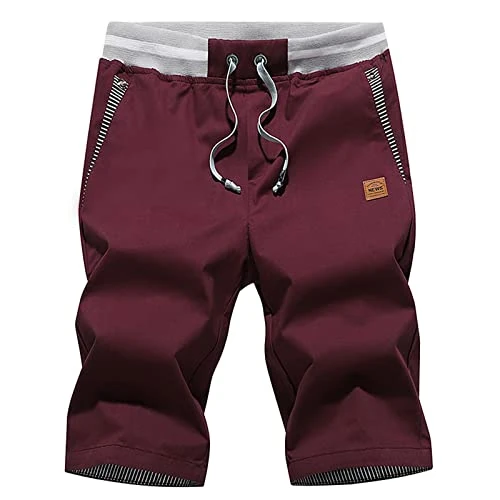 Offerta a tempo: JustSun Pantaloncini Uomo Shorts Uomo Cotone Corti Pantaloncini Uomo con Tasche Estivi Rosso Vino XL - 5% da 34.99 € a 33.24 €