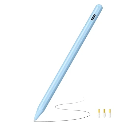 Penna per iPad 2025-2018, Ricarica Rapida, Palm Rejection Stilo Pencil per iPad A16 11a/10a/9a-6a Generazione, Air M2 M3 11"/13"/5a/4a/3a, Pro M4 11"/13"/11''/12.9'', Mini A17 Pro/6a/5a