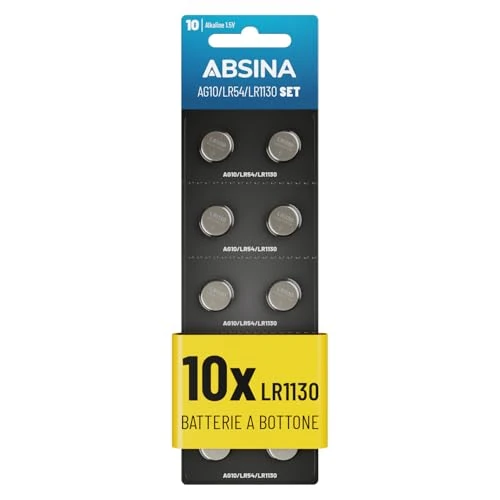 Zeitlich begrenztes Angebot: ABSINA AG10 LR1130 Knopfzelle 1,5V Alkaline - auslaufsicher & langlebig von 5.99 € auf 5.99 € (0.00% Rabatt)