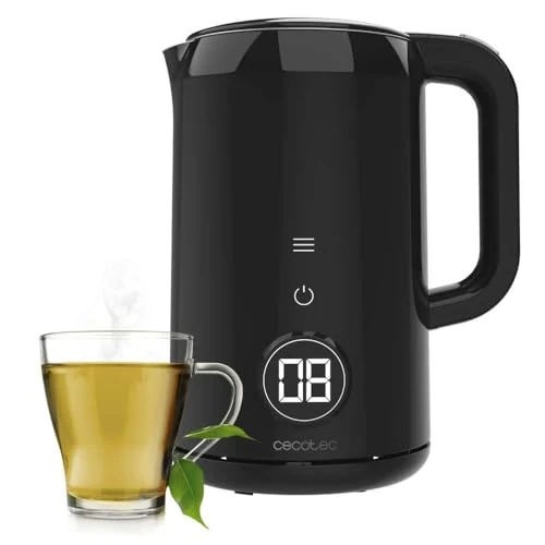 Cecotec Electric Kettle 1.7 Litres with Touch Screen Thermosense 600 Touch Neo, 2200W, Stainless Steel Interior, 7 Temperature Levels, Automatic Shut-Off, Black