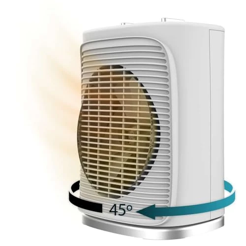 Cecotec ReadyWarm 2050 Max Force Rotate White Electric Heating Fan 2000W, 65° Oscillation, 3 Modes, Adjustable Thermostat, Coverage Area 20m2, White