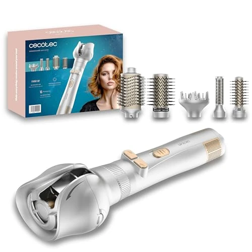 Cecotec 6 in 1 Ceramic Brush 6 in 1 Gyro Power 1100W 6 Heads Automatic Curl 360 Degree Cable Ceramic Multifunctional Design Fast Hairstyle No Frizz Professional Style