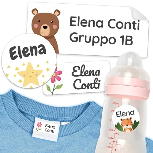 Offerta a tempo: melu kids® Set di etichette adesive personalizzate scuola materna e asilo (50 pezzi) - Etichette personalizzate per vestiti, tessuti e oggetti - Adesivi Personalizzati Lavabili - Bianco - 0.00% da 9.99 € a 9.99 €