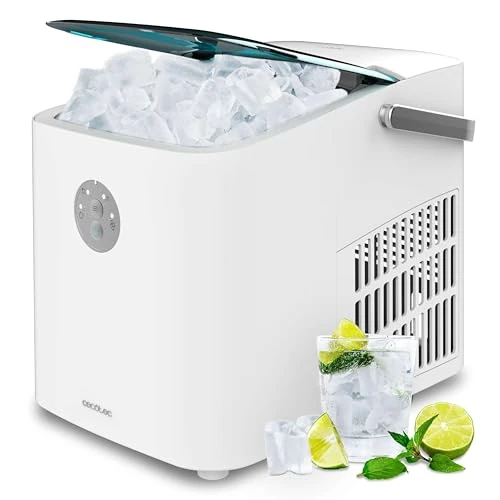 Cecotec Ice Maker with Window, Ice Maker, Chillin' Ice 1200 GB 120W, Daily Production Capacity 12 kg, Ice Cubes in 6-8 Minutes, 2 Ice Cubes Size, Simple Control.
