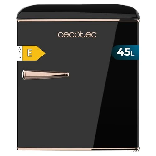 Offerta a tempo: Cecotec Frigorifero Piccolo - Frigorifero Retro Sobremesa 45L Bolero CoolMarket TT Origin 45 Nero E. 55cm di Altezza e 44,7cm di Larghezza, Classe Energetica E, Icebox e Maniglia Cromata, Nero - 14% da 163.00 € a 140.90 €