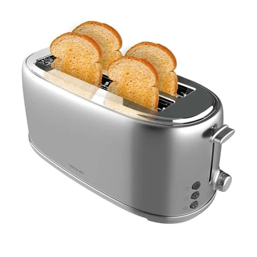 Zeitlich begrenztes Angebot: Cecotec Toaster 4 Scheiben Toast&Taste 1600 Retro Double Inox, 1630 W, 2 Breite und Lange Schlitze von 3,8 cm, Edelstahl, Obere Roste, Regulierbare Leistung, Krümelschublade von 39.90 € auf 39.90 € (0.00% Rabatt)
