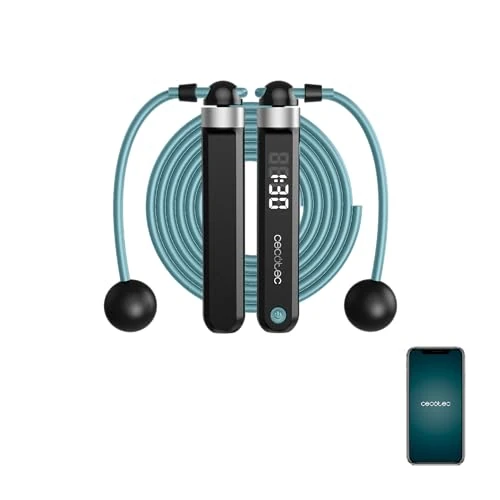 Offerta a tempo: Cecotec Corda Drumfit SmartComba 3000 Connected, regolabile 2 in 1, rotazione rapida a 360°, 2 corde da 30 cm, collegarla all'app, include una corda in PVC da 3 m, 3 modalità, display a LED - 14% da 19.57 € a 16.90 €