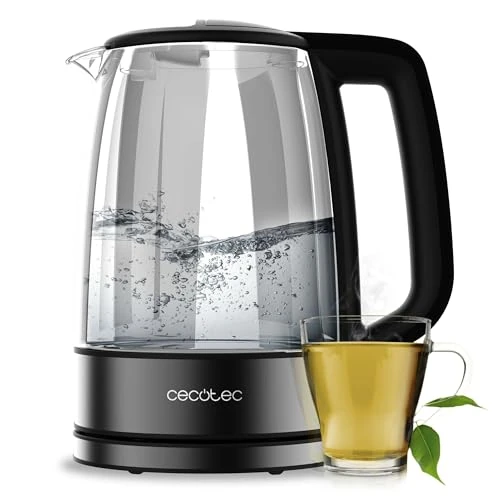 Cecotec ThermoSense 340 Clear Electric Water Kettle, 1.7 L, 2200W, Borosilicate Glass Body, Light Indicator, 360º Rotating Base, Safety System