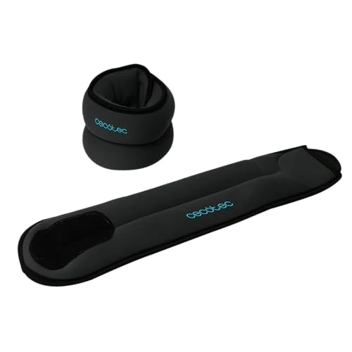 Cecotec Poids pour Chevilles et Poignets Ajustables Drumfit AnkleBell 1000 Neo. Ensemble de 2 Chevillères Ajustables avec Velcro, Poids de 1 kg chacune, Remplies de Sable, Dimensions 28x10x3.5cm