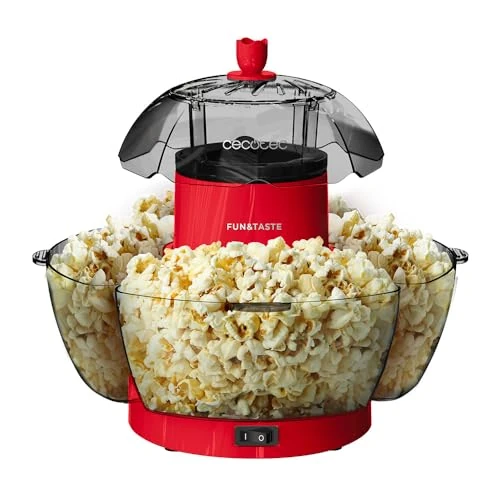 Cecotec Electric Popcorn Machine Fun&Taste P'Corn Lotus 1200 W Popcorn Maker, Popcorn Ready in 2 Minutes, Includes 4 Removable Trays, Total Capacity of 4.5 L