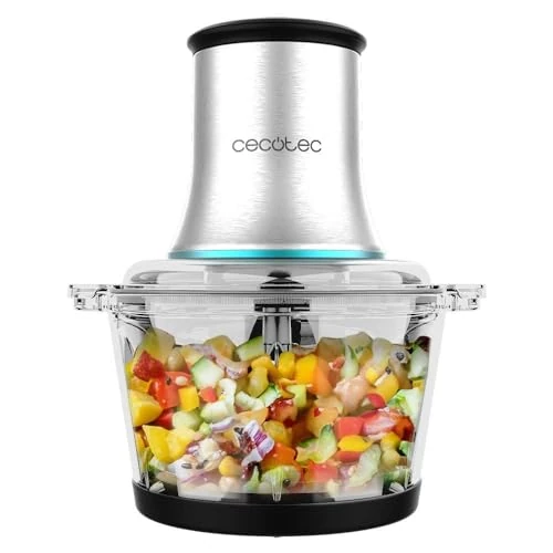 Cecotec Electric Food Chopper Chopbeat 2000 Vindaloo Glass. 500W Power Cutlets, Chops And Cuts, 4-Blade Stainless Steel Blade, 2 Speed, 500G Glass Bowl