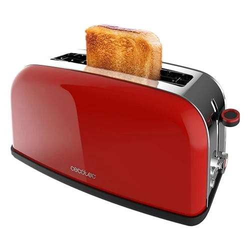 Offerta a tempo: Cecotec Tostapane verticale Toastin' time 850 Red Long Lite, Potenza 850W, Capacità per 2 fette, Fessura larga, Acciaio inoss, Funzioni preconfigurate, Controllo tostatura personalizzabile - 38% da 26.16 € a 16.14 €