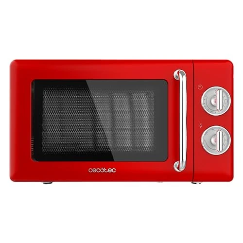 Cecotec Mechanische Magnetron met Grill van 20 L Proclean 3110 Retro Rood. 700 W in 6 niveaus, Timer tot 30 minuten, Ontdooistand, Vintage Design in Rood, Afwerking in Staal