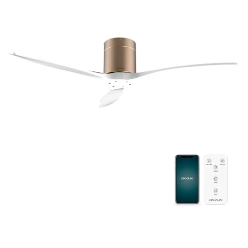 Offre limitee: Cecotec Ventilateur de Plafond EnergySilence Aero 5500 Aqua GoldWhite Connected, Moteur DC 40W, Diamètre 132 cm, Basse Consommation, Wifi, Télécommande, Extérieur, Minuteur, Été et Hiver, Silencieux de 68.90 EUR a 68.90 EUR (economie 0%)