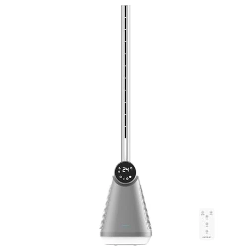 Offerta a tempo: Cecotec - Ventilatore a Torre EnergySilence 9890 Skyline Bladeless senza pale 100 cm, 50W, touch screen LED, telecomando, 3 velocità, 3 modalità, timer 15 ore, oscillazione 40º, Acciaio Base Bianca - 53% da 56.90 € a 26.90 €