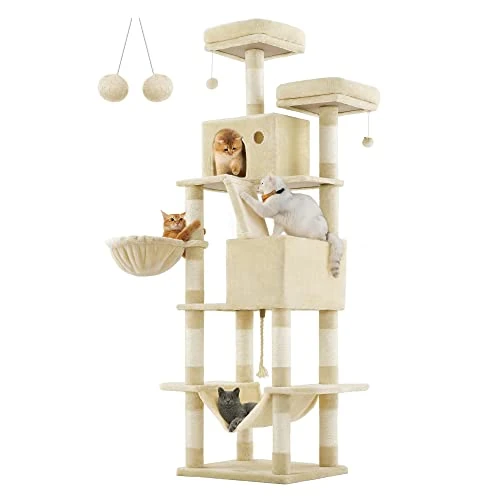 Oferta limitada: Feandrea Árbol para Gatos Grandes, Torre de Gatos de 206 cm de Altura con 13 Poste, 2 Plataformas, 2 Cuevas, Cesta, Hamaca, Pompón, Rascador Multinivel, Beige PCT190M01 de 99.99 € a 99.99 € (ahorro 0.00%)